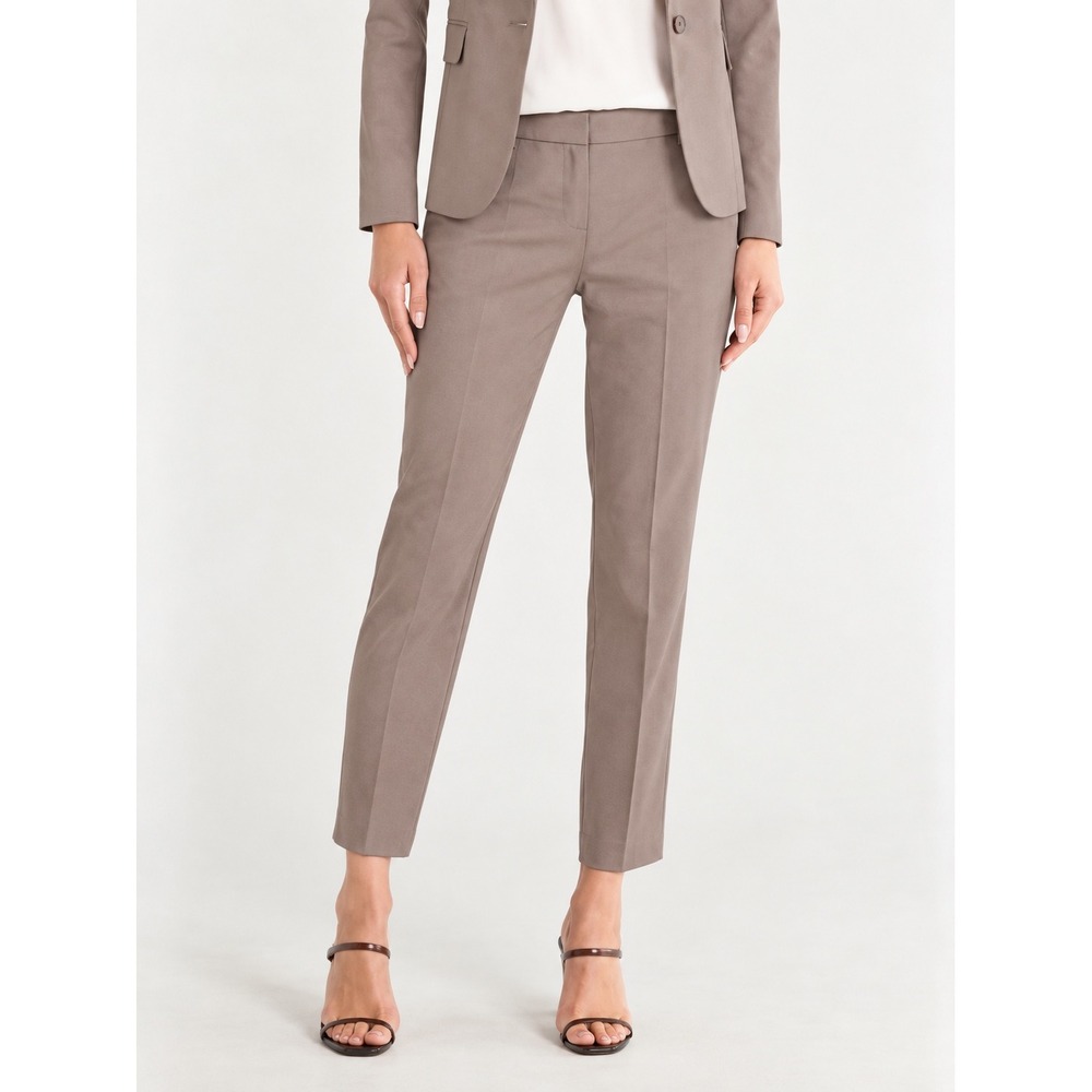 Theory Testra Bistretch Pants Size 0 Taupe Minimalist Office Trousers Ankle New